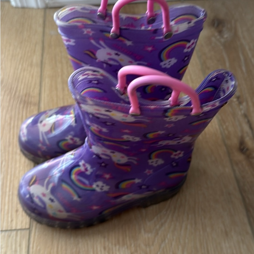Target Purple Kids Rain Boots with Pink Handles